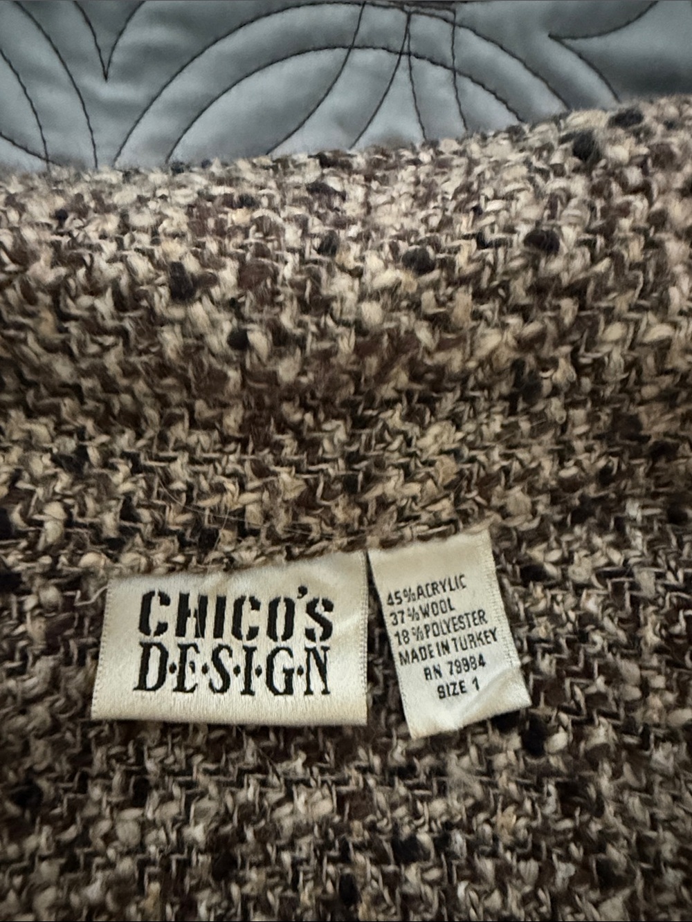 Chico's Neutral Tweed Button-Up Jacket - Picture 2 of 2